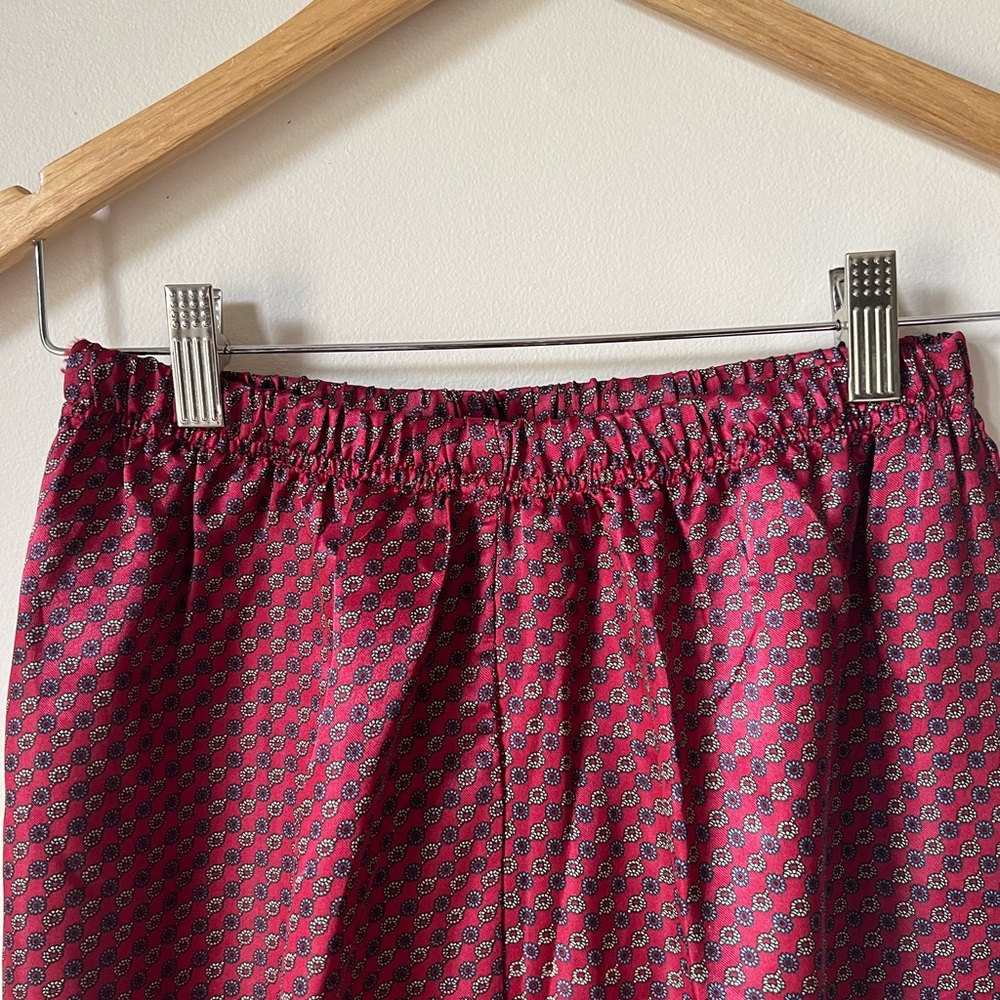 Katelyn Court Maroon Navy Gray Geometric Flower Print Satin Feel Pajamas Size S - Picture 6 of 12